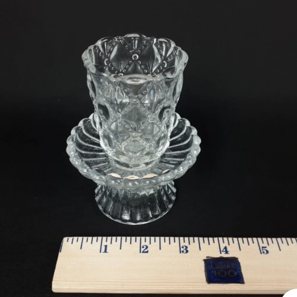 PARTY LITE LIKE NEW QUILTED CRYSTAL PAIR VOTIVE HOLDER CANDLE STICK BALL - Picture 9 of 10